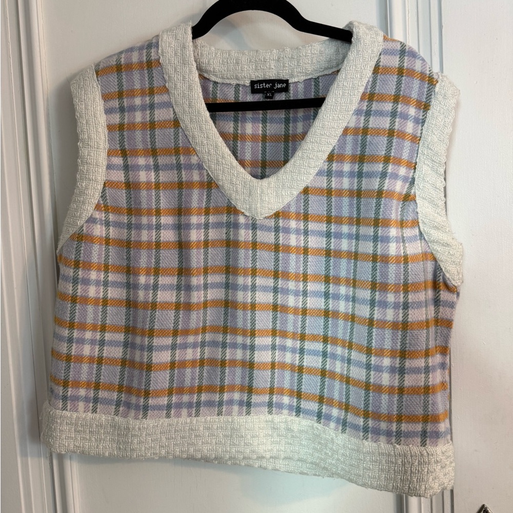 Sister Jane Multicolor Plaid Knit Vest